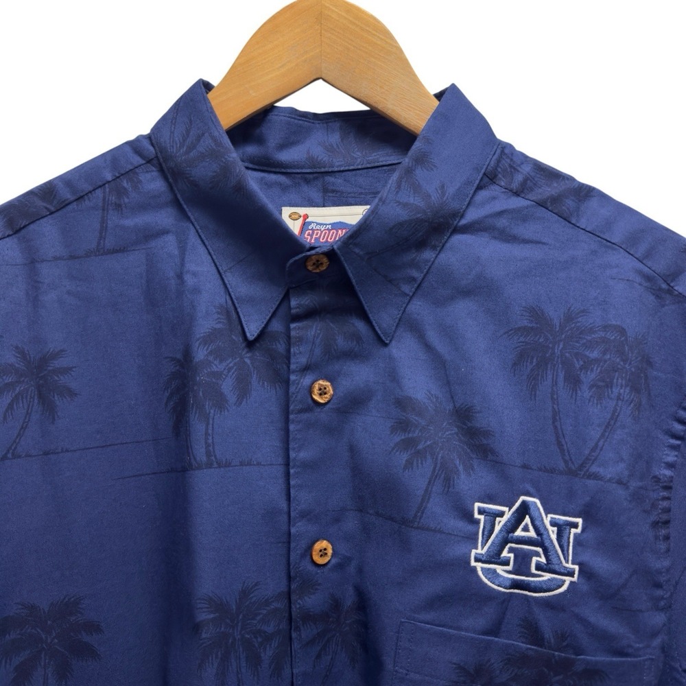 Reyn Spooner University of Auburn Tigers Men's Sz Large Palm Tree Hawaiian Shirt